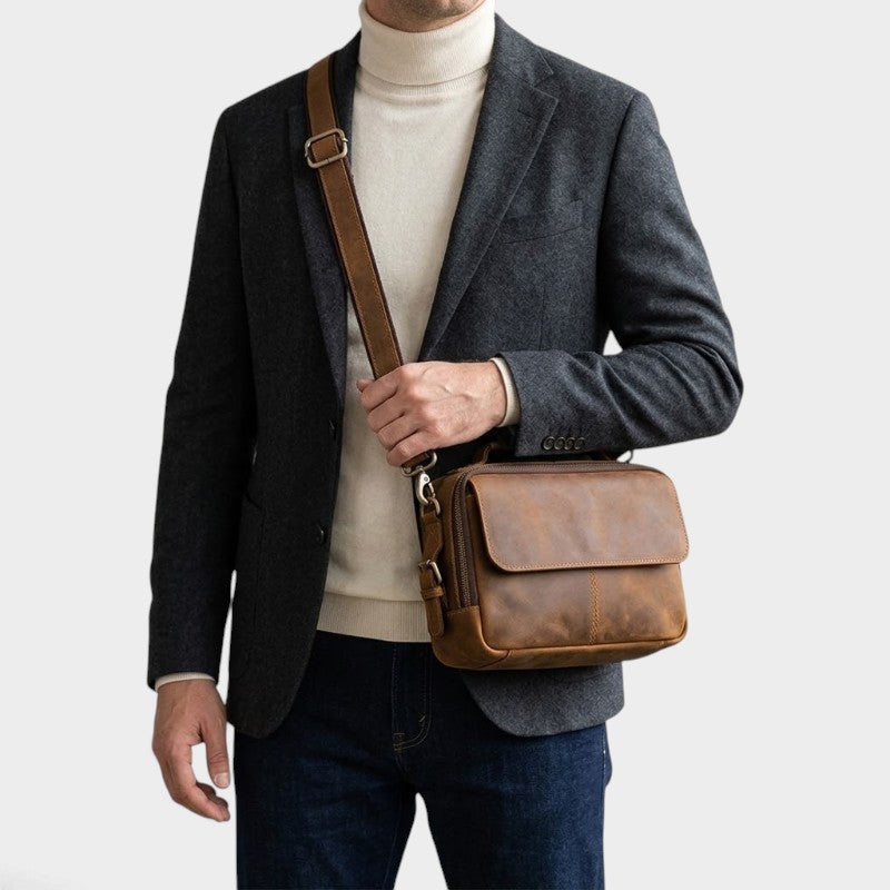 Sacoche pour homme en cuir véritable