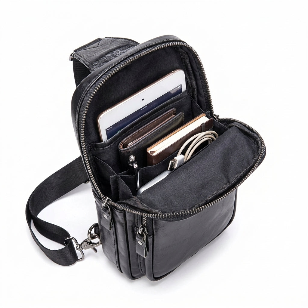 Sacoche cuir noir pour homme