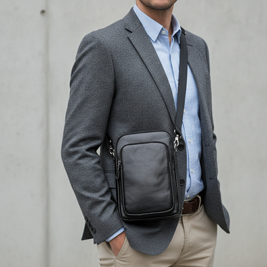 Sacoche cuir noir pour homme
