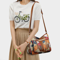 Sac bandoulière patchwork en simili cuir vintage